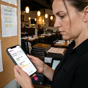 Restaurant compliance software dashboard on tablet
