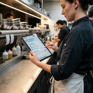 Digital food safety compliance software in commercial kitchen