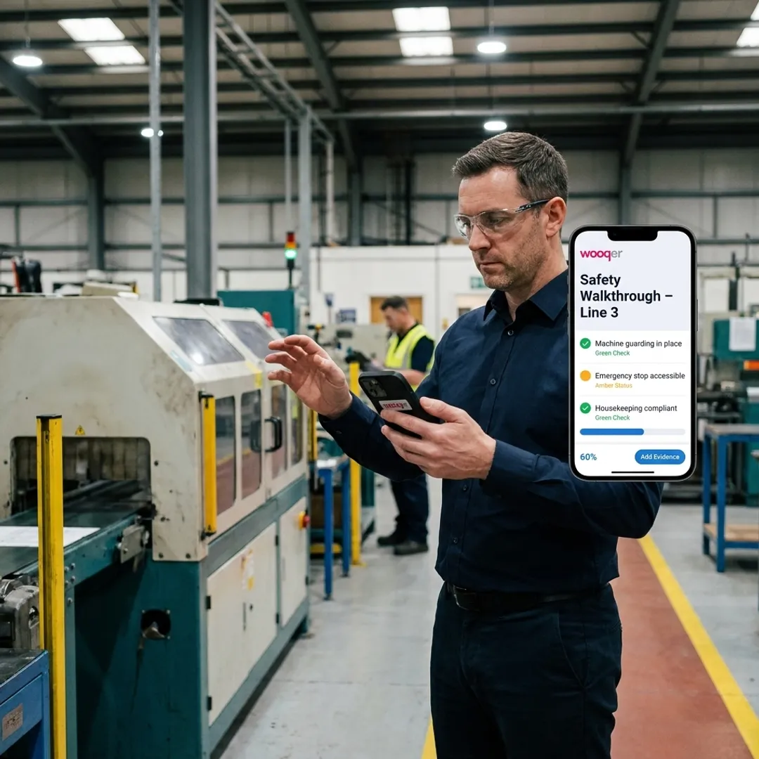 Plant auditor using mobile safety checklist