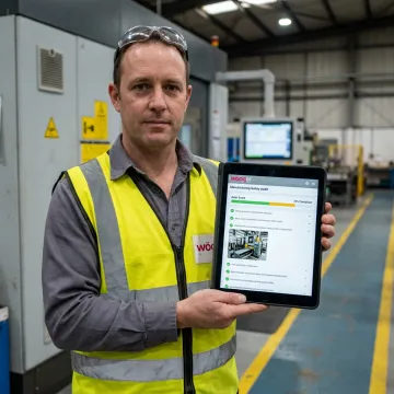 Manufacturing safety audit software on tablet