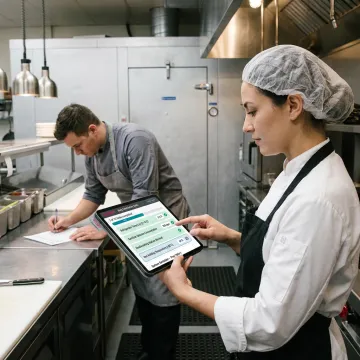 Kitchen hygiene SOP tracking software on tablet