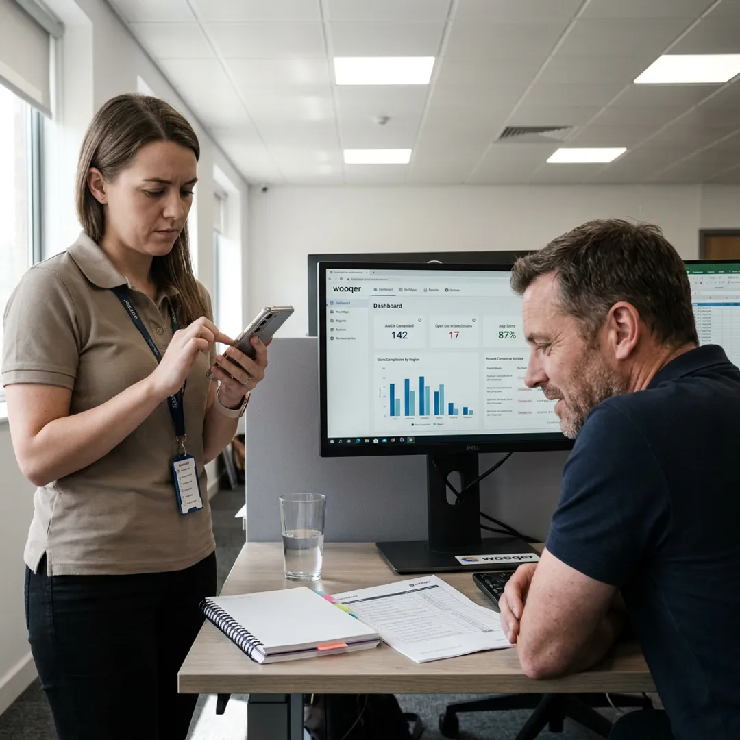 Digital audit workflow on mobile and dashboard