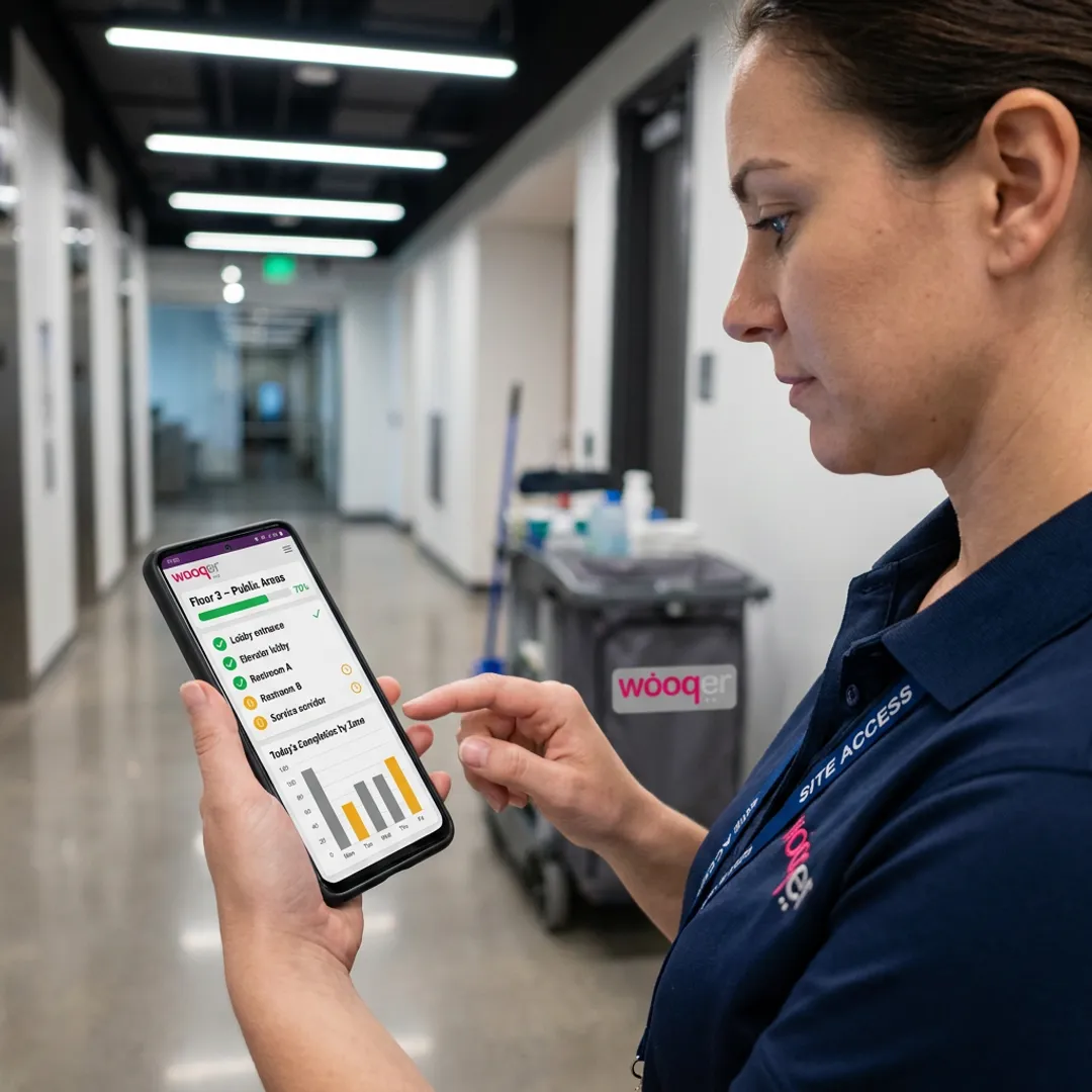 Cleaning operations dashboard on tablet