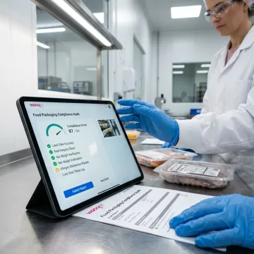 Food packaging compliance software dashboard