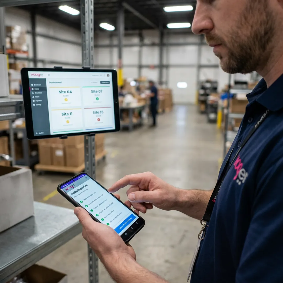 Employee using mobile compliance audit software