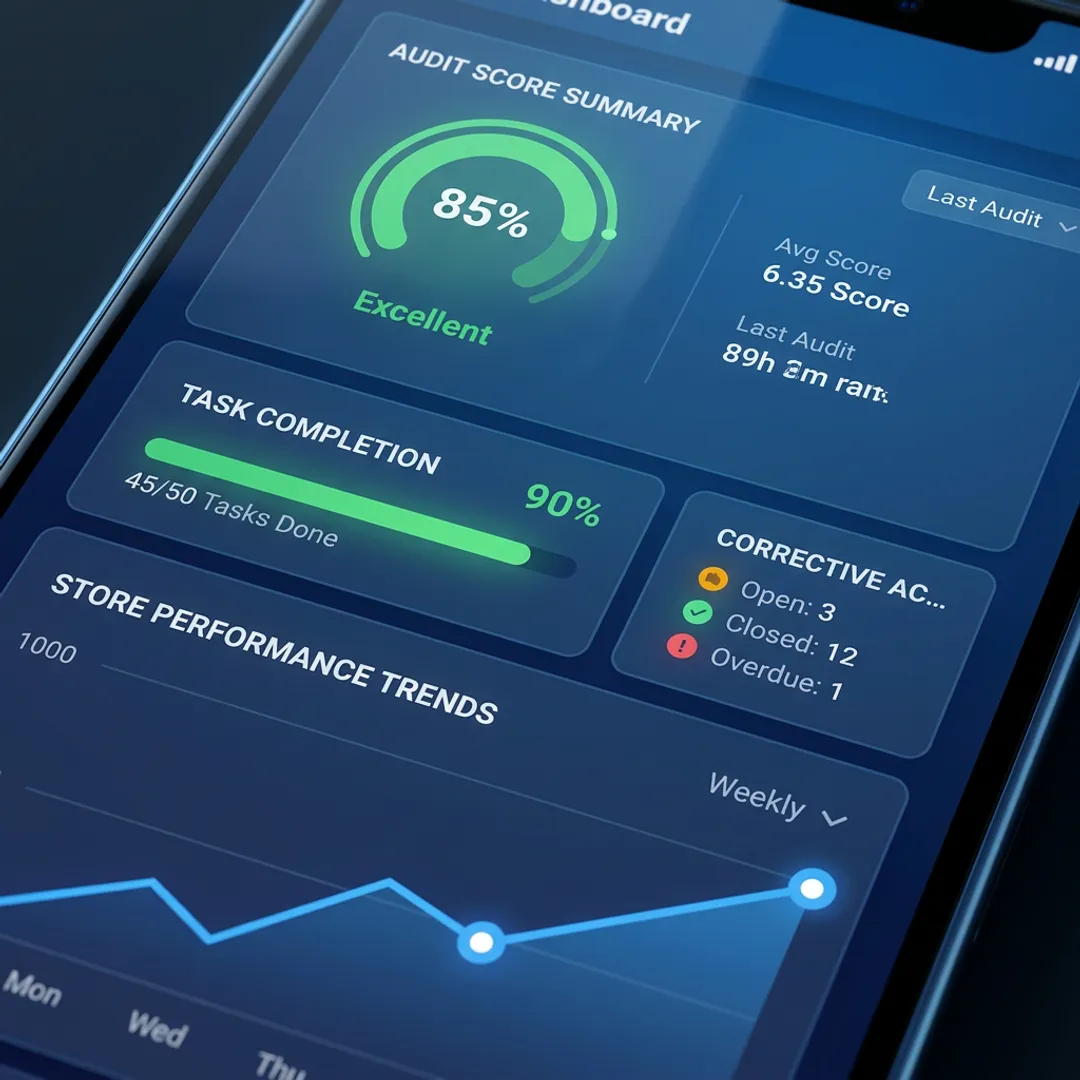 Retail operations dashboard with task completion data