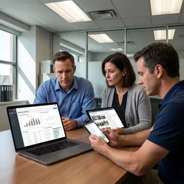 Team using mobile SOP software dashboard