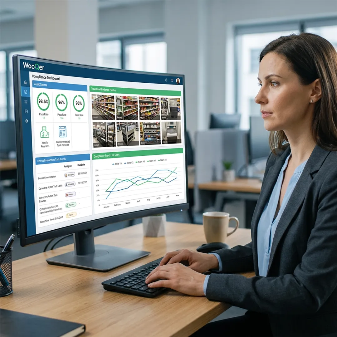 Compliance audit dashboard on desktop and mobile