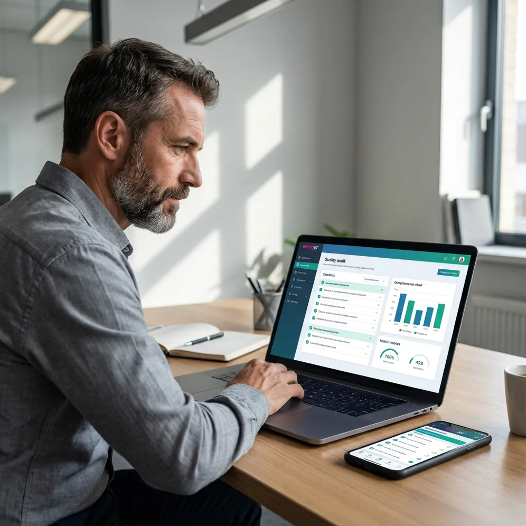 Quality audit dashboard on laptop and mobile