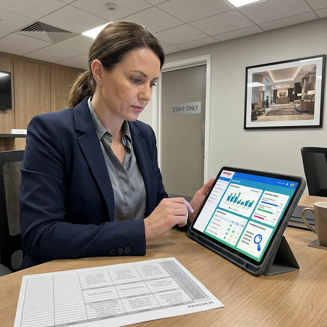 Hotel audit dashboard on tablet
