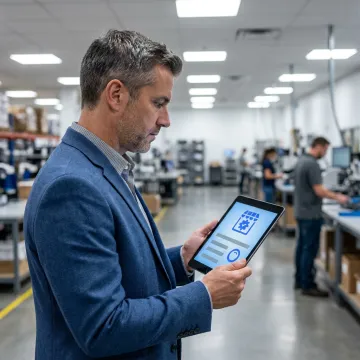 Facility compliance software dashboard on tablet