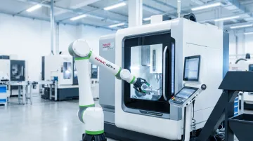 FANUC CRX cobot arm performing precision assembly task on industrial production line