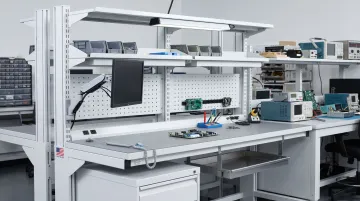 Workplace Modular Systems custom ESD workstation with grounding and modular configuration