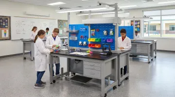 Workplace Modular Systems custom lab workstation with adjustable height and chemical-resistant surface