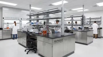 Workplace Modular Systems lab casework installation in pharmaceutical research facility