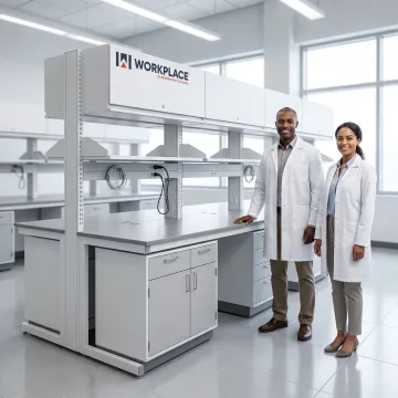Installed laboratory workstation with modular casework