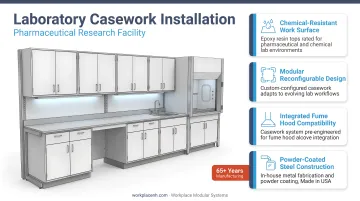Workplace Modular Systems lab casework installation in pharmaceutical research facility