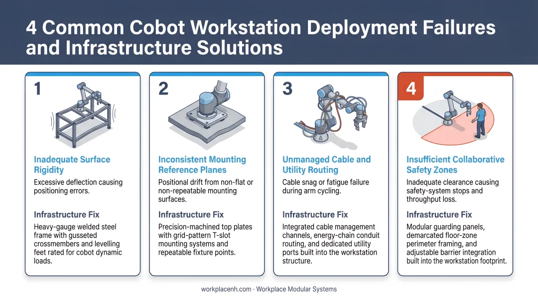 Four common cobot workstation deployment failure causes and infrastructure solutions