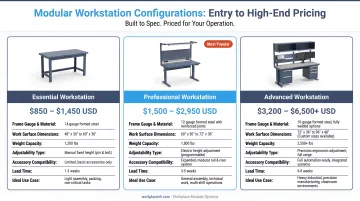 Three-tier modular workstation pricing comparison from entry to high-end configurations