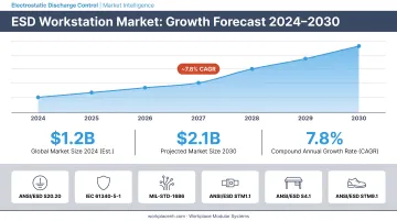 ESD workstation market growth forecast from 2024 to 2030 with compliance standards