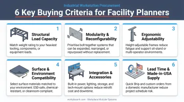 Six key industrial workstation buying criteria evaluation framework for facility planners