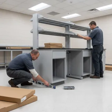 Installed laboratory workstation with modular casework