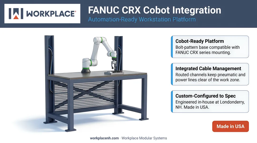 FANUC CRX cobot arm performing precision assembly task on industrial production line