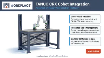 FANUC CRX cobot arm performing precision assembly task on industrial production line