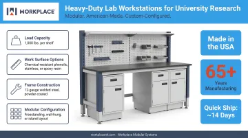 Workplace Modular Systems heavy-duty lab workstation product line configured for university research