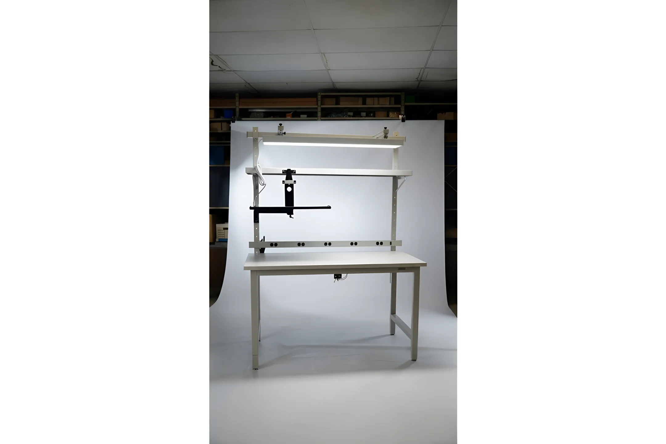 Industrial Workbenches with Light & Power Outlets