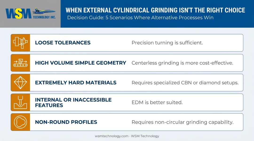 Five scenarios where external cylindrical grinding alternatives offer better process fit