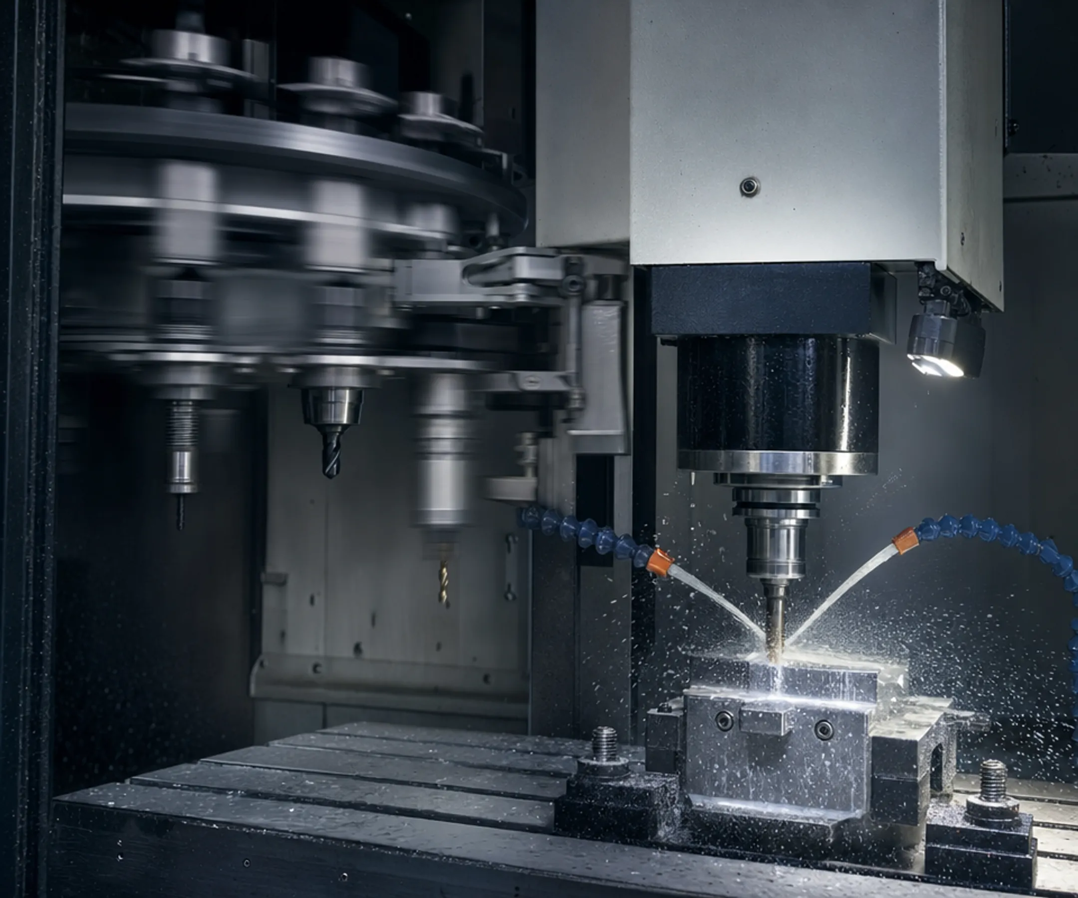Automated CNC machine running unattended lights-out production overnight