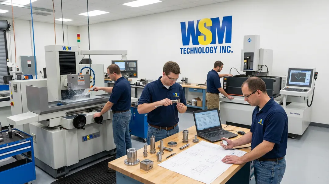 WSM Technology engineers conducting test cuts comparing grinding and EDM equipment