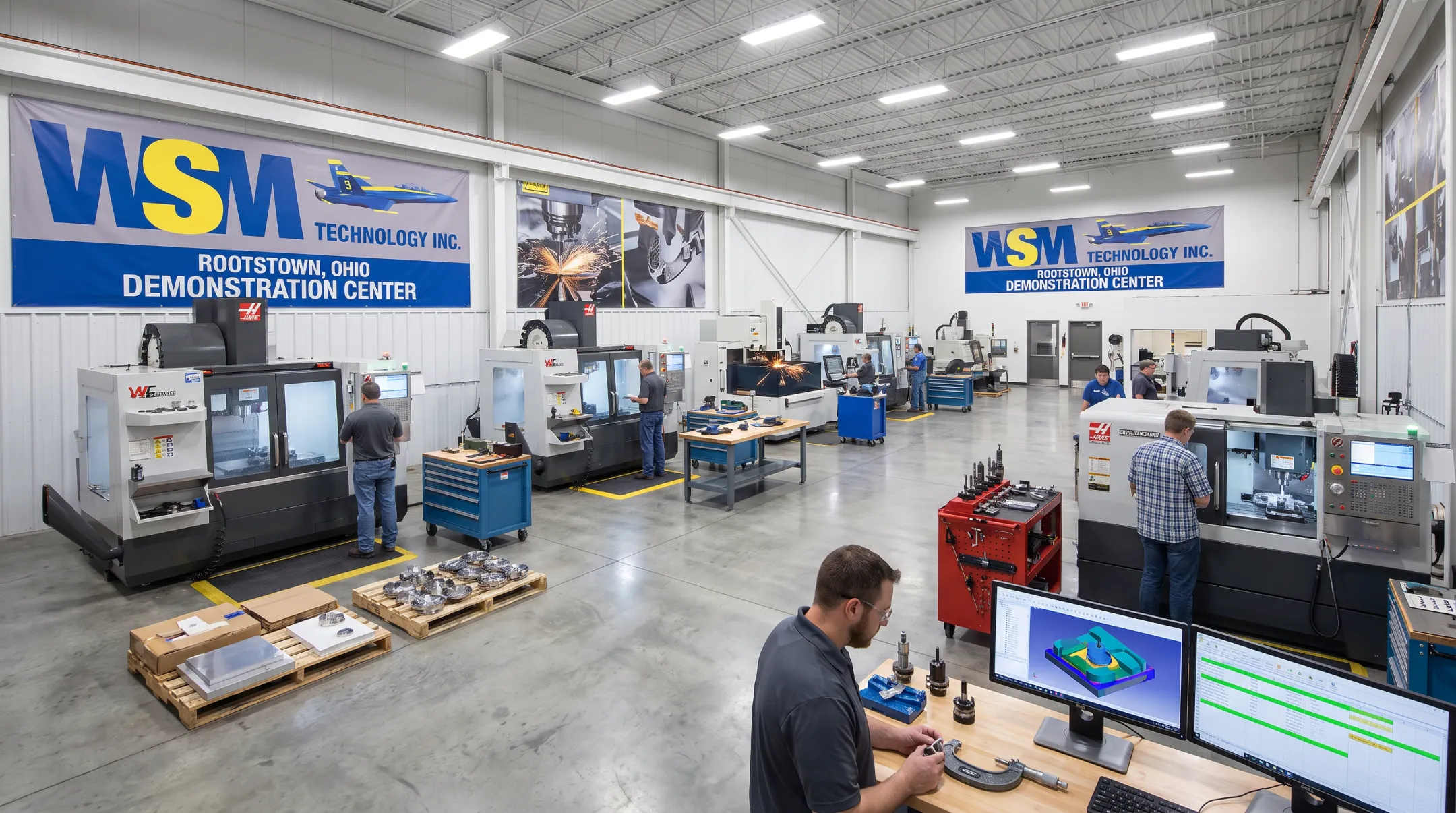 WSM Technology demonstration center with CNC machines for test cuts