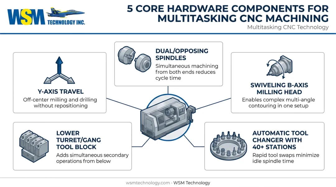 5 core hardware components enabling CNC multitasking machine operations