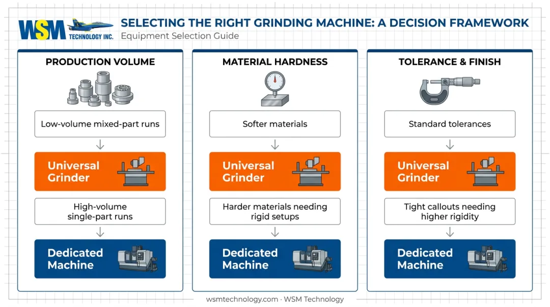 Three-factor decision framework for selecting OD or ID grinding equipment