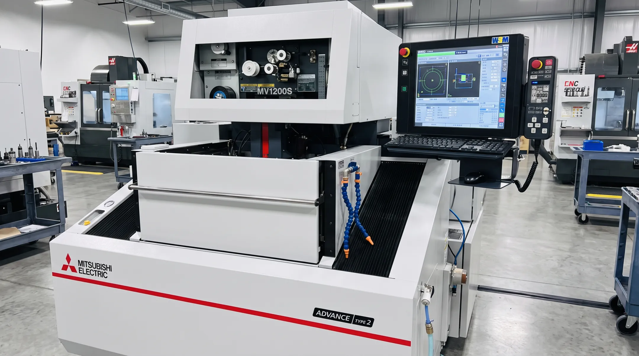 Mitsubishi MV1200S wire EDM machine with M800 CNC control panel