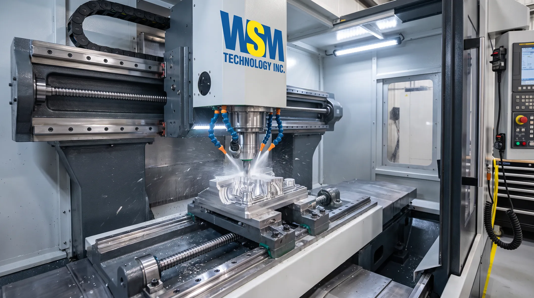 High-speed 5-axis CNC milling machine cutting mold cavity component