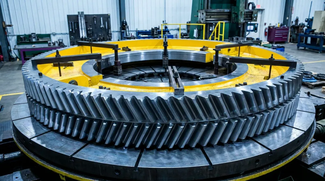 Wind turbine planetary gearbox large internal ring gear precision grinding operation