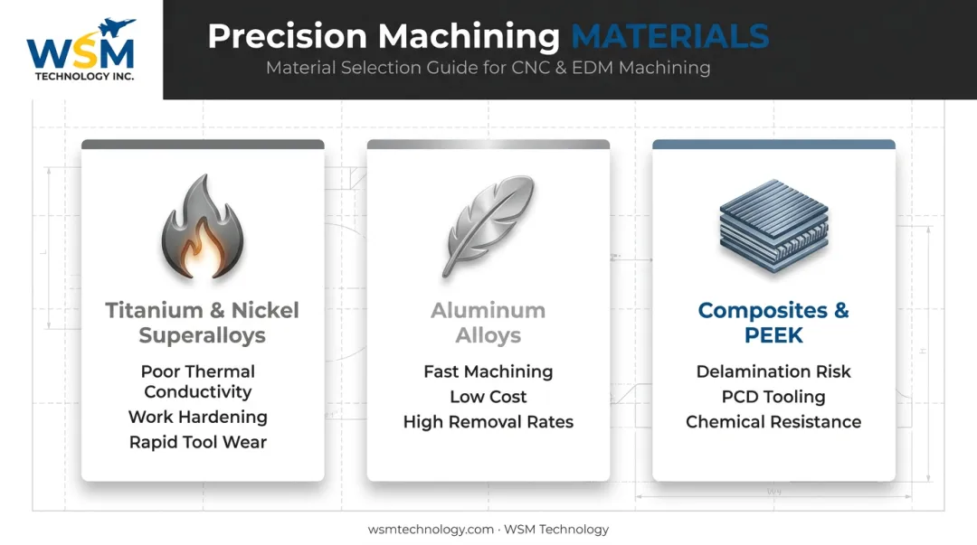 Comparison of titanium aluminum and composite materials in aerospace machining challenges
