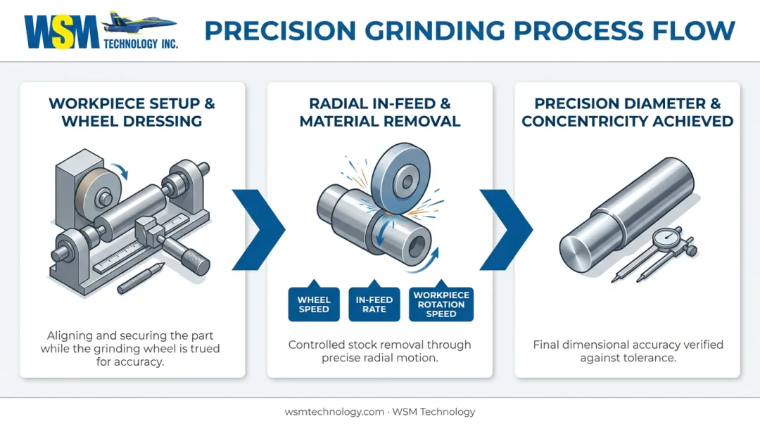 3-stage plunge grinding process from initiation to final output