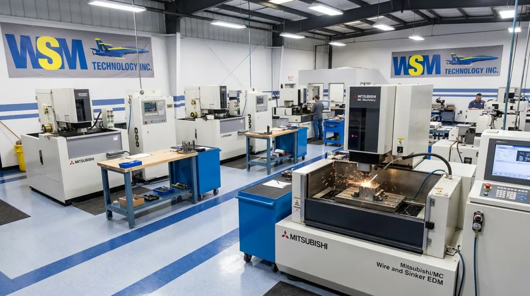 WSM Technology demonstration center showcasing Mitsubishi EDM machines for customer test cuts