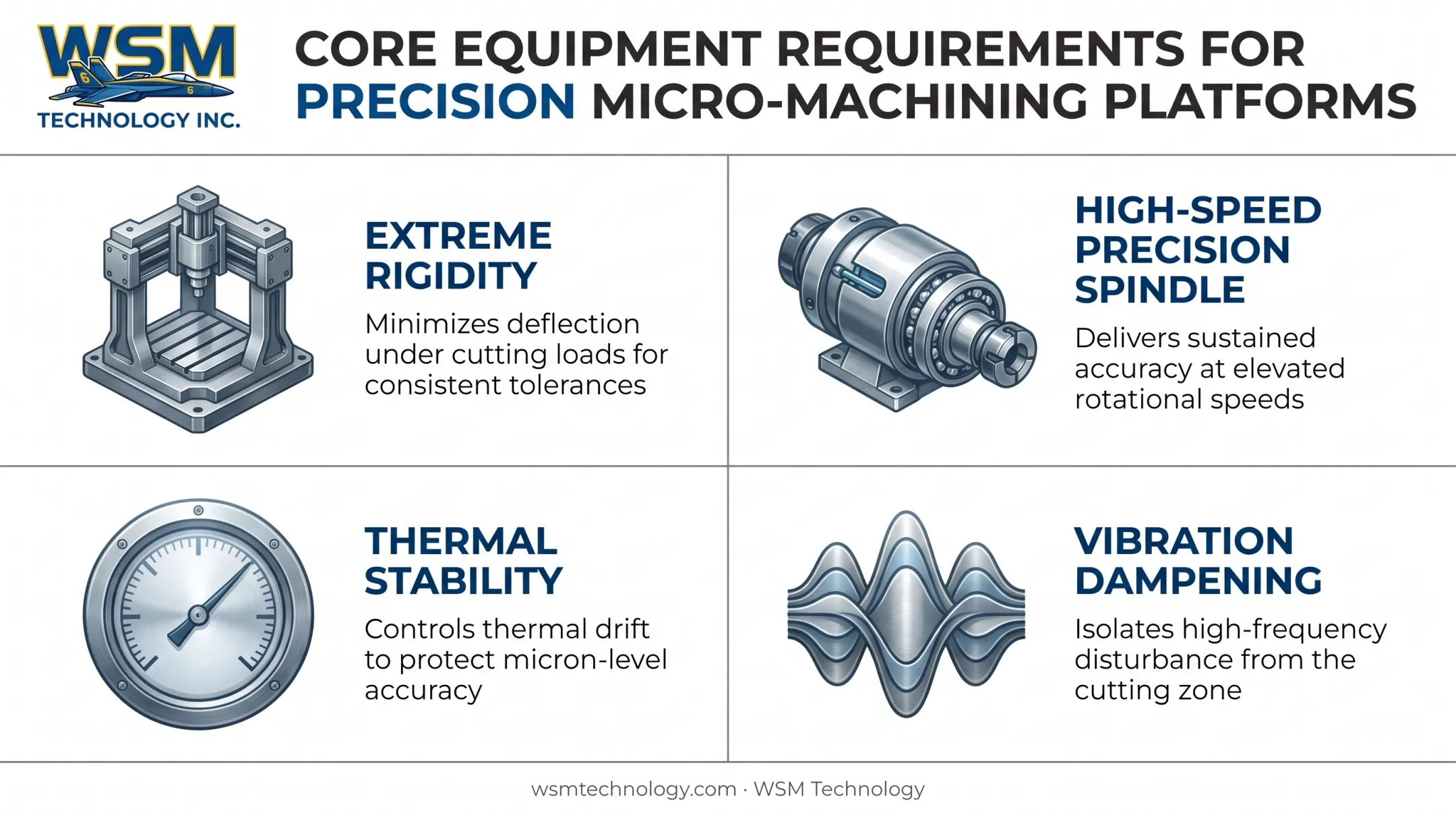 Precision micro-machining equipment requirements for rigidity spindle and thermal stability