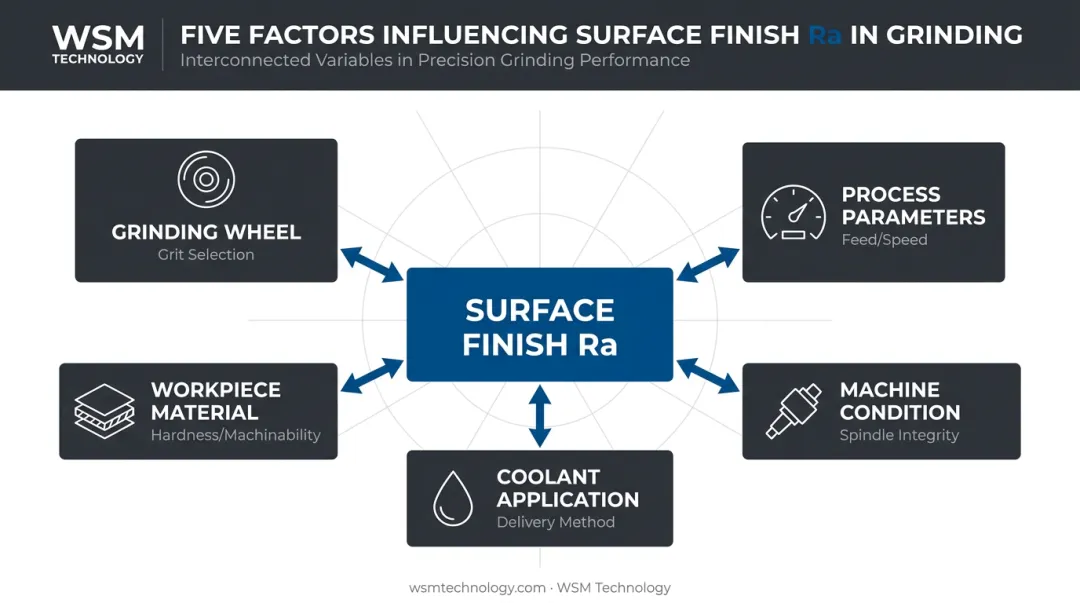 Five grinding Ra variables interaction diagram wheel speed feed rate coolant