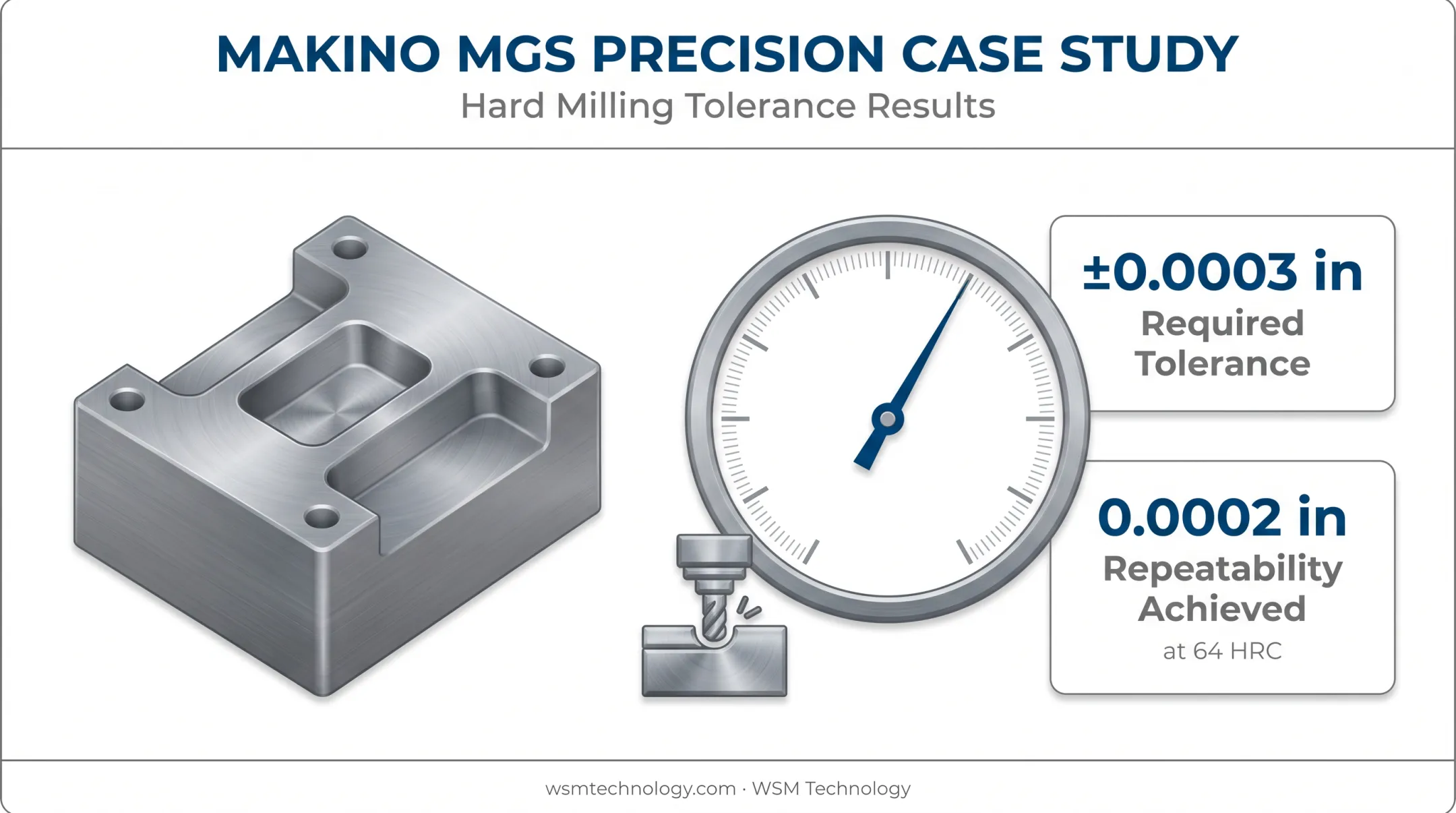Hard milling tolerance and repeatability results in 64 HRC steel