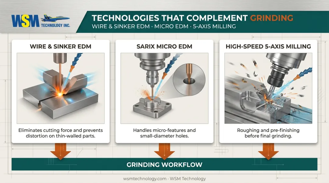 Wire EDM sinker EDM and high-speed milling as complementary aerospace grinding technologies