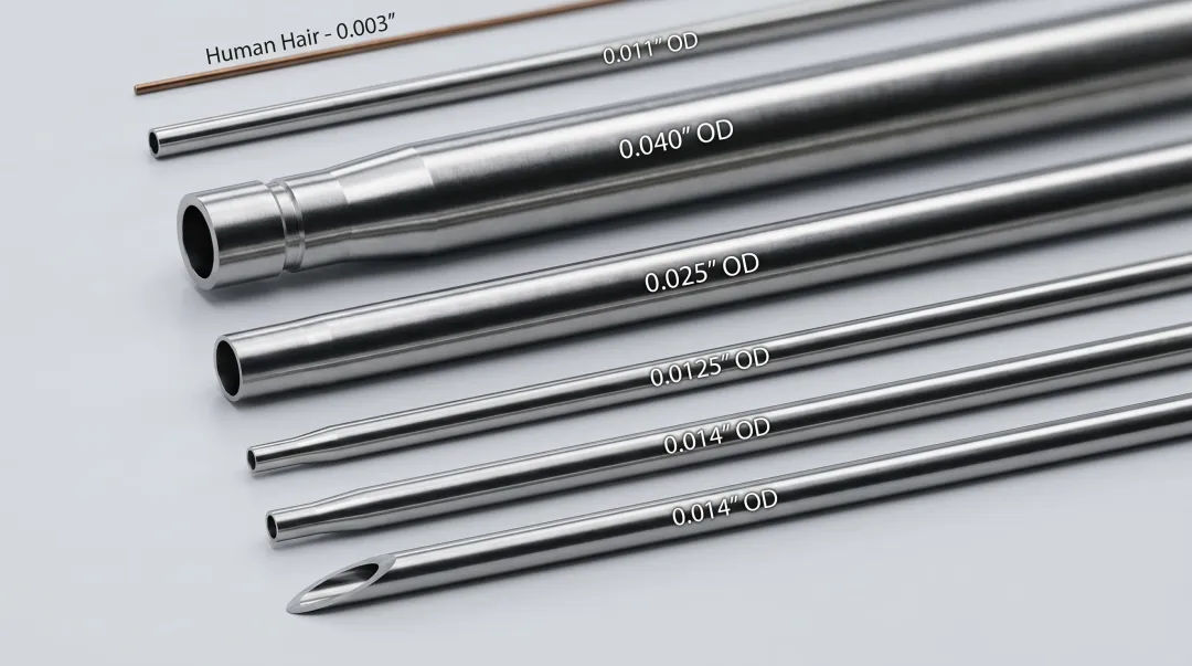 Medical guidewire and micro-component centerless grinding precision manufacturing close-up