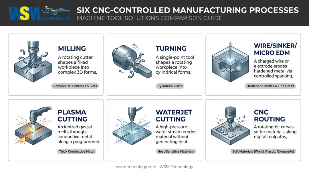 Comparison chart of CNC milling turning EDM plasma and waterjet processes