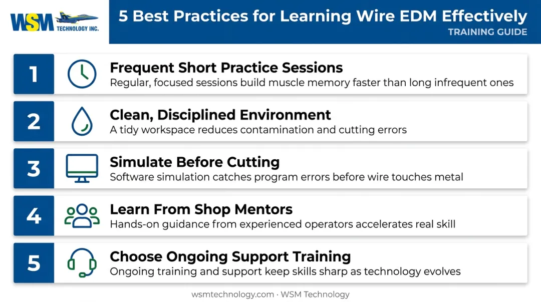 5 best practices for learning wire EDM effectively infographic