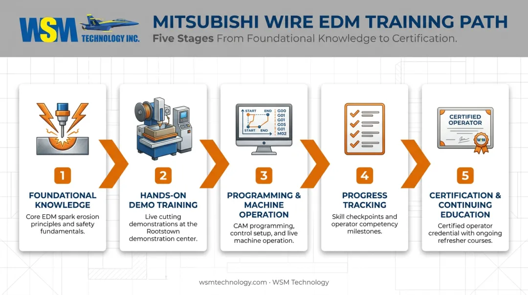 5-step Mitsubishi Wire EDM training path from fundamentals to certification